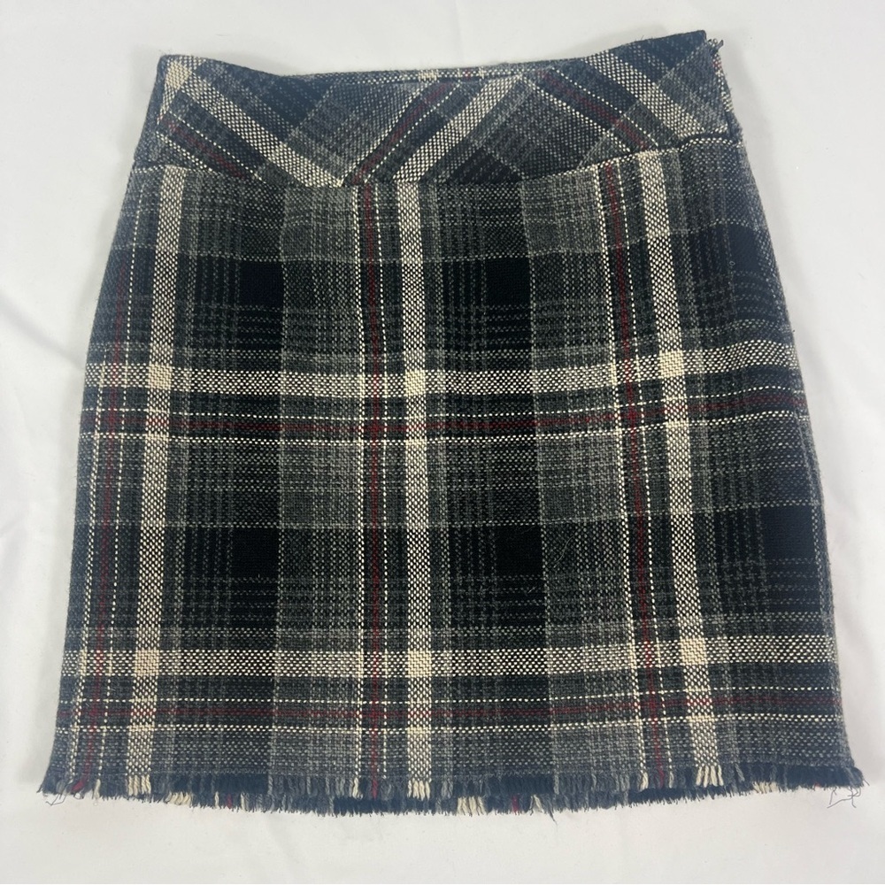 Eddie Bauer Black, Gray, and Red Plaid Mini Skirt Wool blend